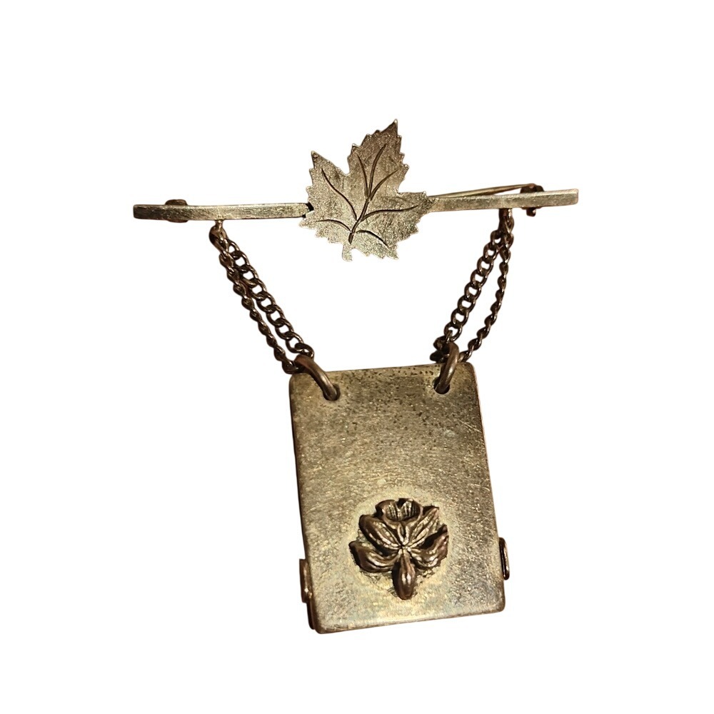 Georg‎ Jensen USA Sterling Silver Maple Leaf Notepad Chatelaine Brooch Pin